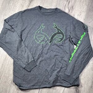 Realtree Charcoal Long Sleeve Shirt with Neon Green Design